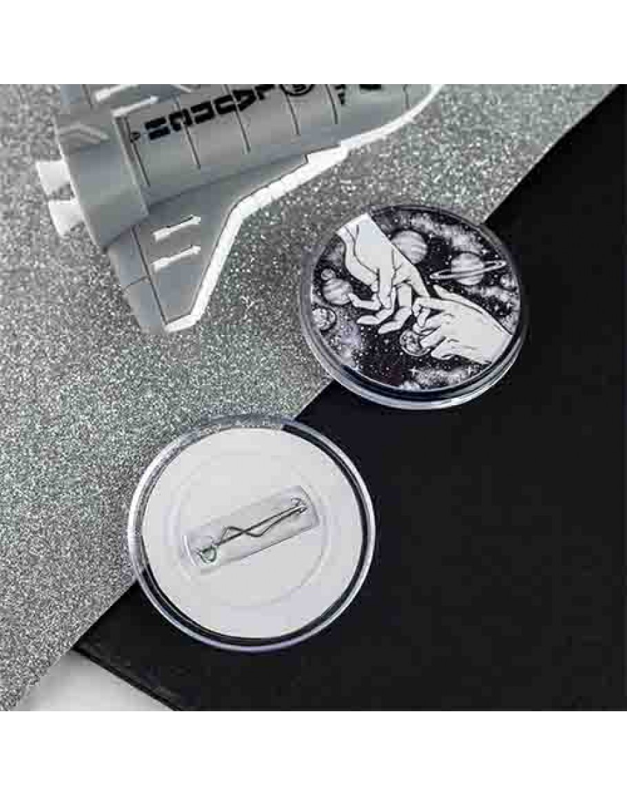 Значок: Основа: Крепление-булавка Размер: Диаметр 56 мм